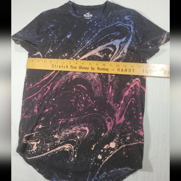 Hollister Galazy Black Shirt Size S Curved Hem - Picture 5 of 6